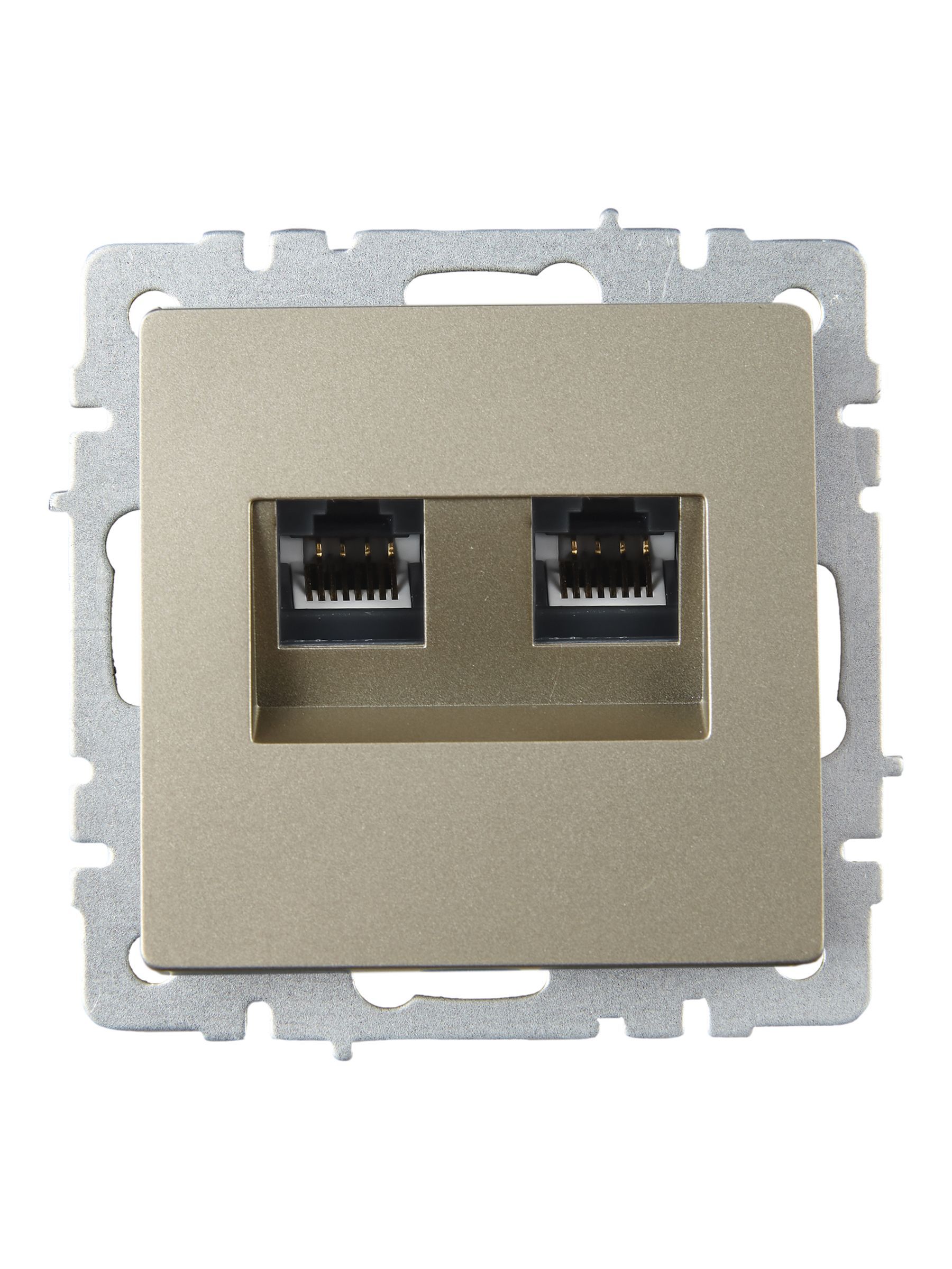 BRITE Розетка компьютерная двойная RJ45 кат.6 РК11-2-БрШ шампань IEK - Фото 4