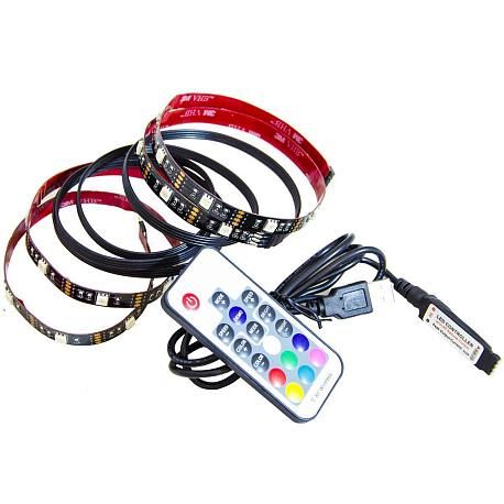 Комплект светодиодной ленты (ТВ подсветка) smd5050 30д/м 5В IP20 2*0,5м RGB Apeyron - Фото 2