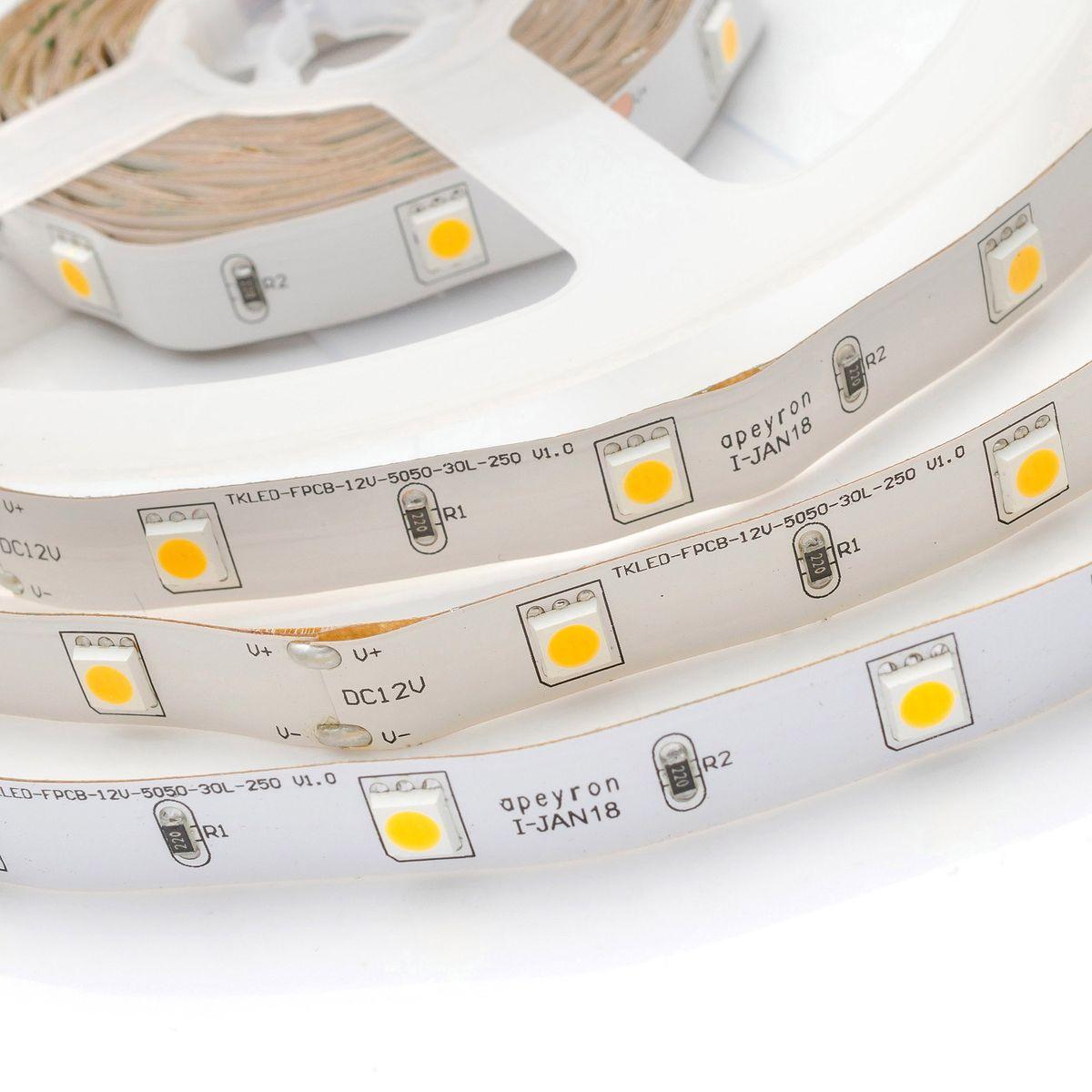 Лента светодиодная СТ smd5050 30д/м 12В 3000К IP20 5м Apeyron - Фото 7