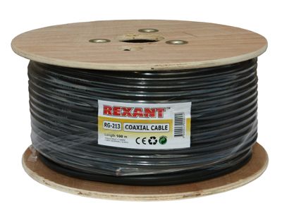 Кабель коаксиальный RG-213, 50 Ом, Cu/Cu, 96%, 100м, OUTDOOR, черный REXANT - Фото 2