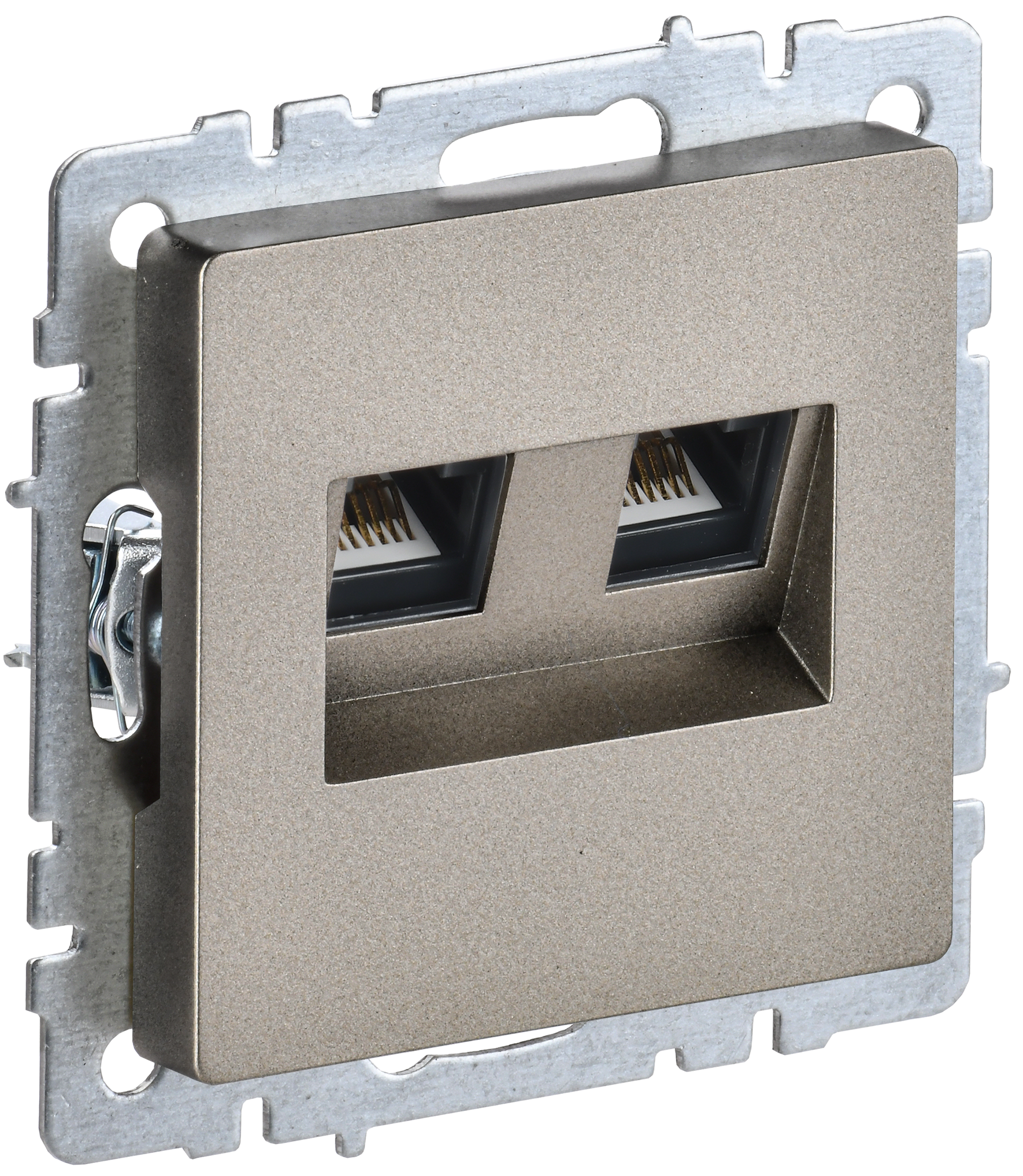 BRITE Розетка двойная RJ11+RJ45 кат.5E РК/Т12-БрШ шампань IEK