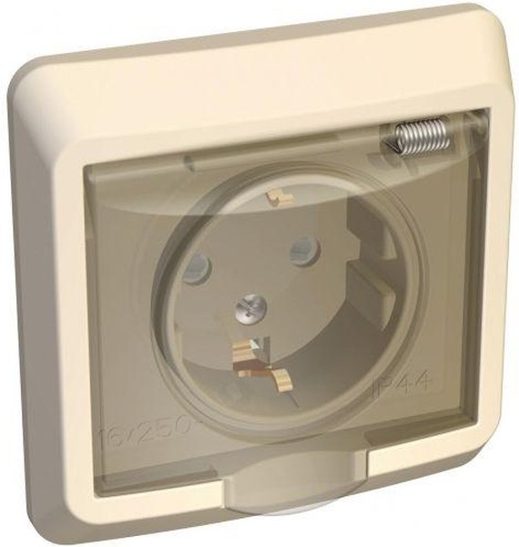 Розетка 1-м СП Этюд 16А IP44 250В с заземл. защ. шторки крем. SE PC16-044K