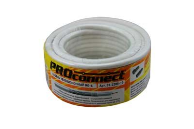 Кабель коаксиальный RG-6U, 75Ом, CCS/Al/Al, 48%, 10м, INDOOR, белый PROconnect - Фото 2