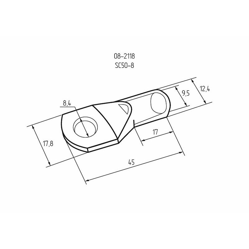 Наконечник кольцевой REXANT НК, ø8.4 мм, 50 мм², ТМЛ (DIN) 50-8 - Фото 2