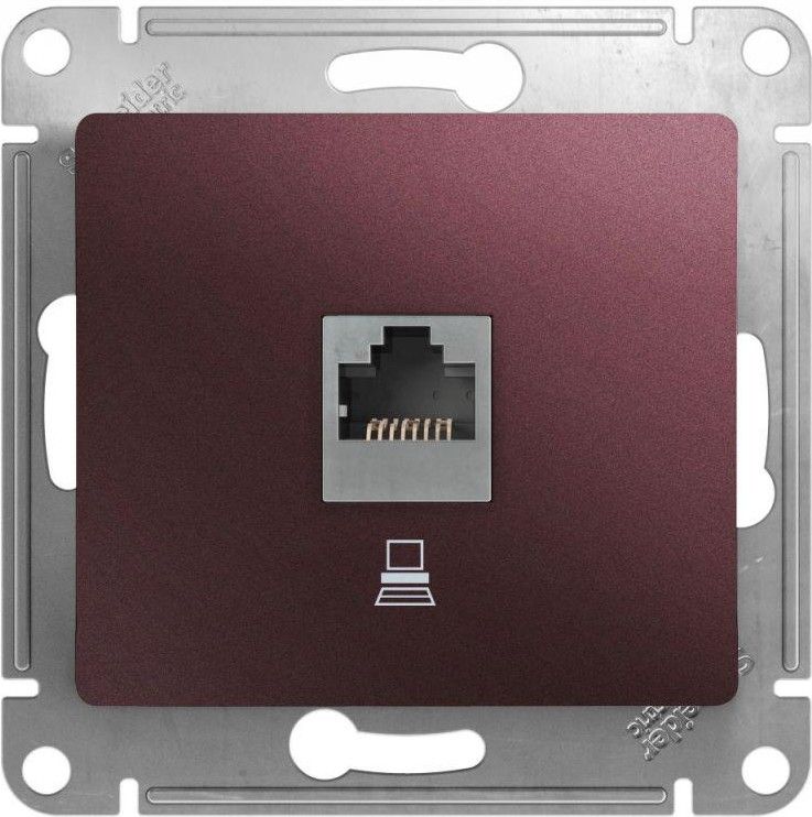 Розетка компьютерная 1-м Glossa RJ45 кат.5E механизм баклажан. SE GSL001181K