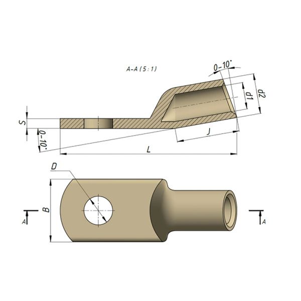 Наконечник медный лужёный ТМЛ  50-10-11 ЗЭТАРУС - Фото 2