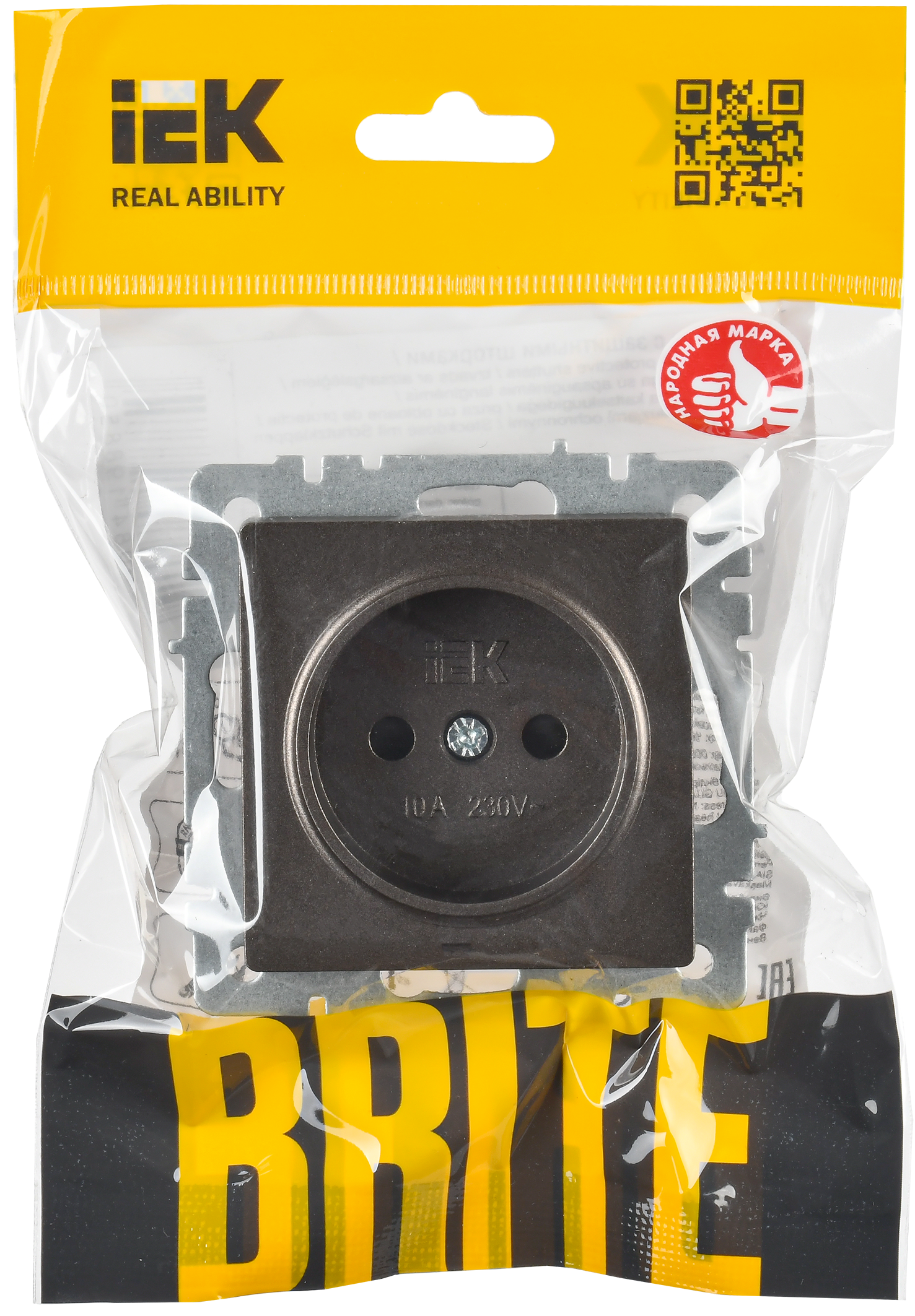 BRITE Розетка 1-местная без заземления с защитными шторками 10А РСш10-2-БрТБ темная бронза IEK - Фото 2