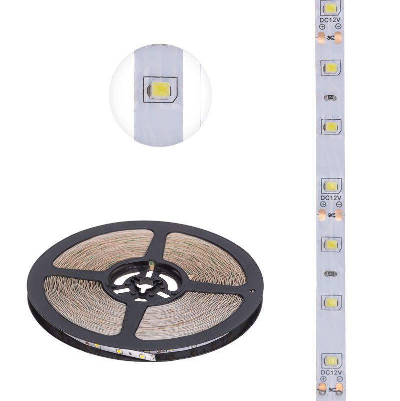 Лента светодиодная 12В, SMD2835, 4,8Вт/м, 60 LED/м, 2700К, 8мм, 20м, для БП с клеммами, IP20 LAMPER - Фото 3