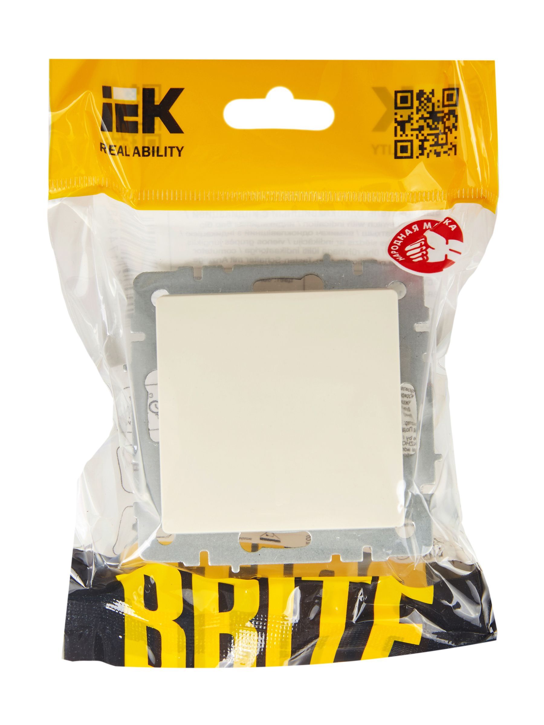 BRITE Выключатель 1-клавишный самовозвратный 10А ВС10-1-4-БрКр бежевый IEK - Фото 5