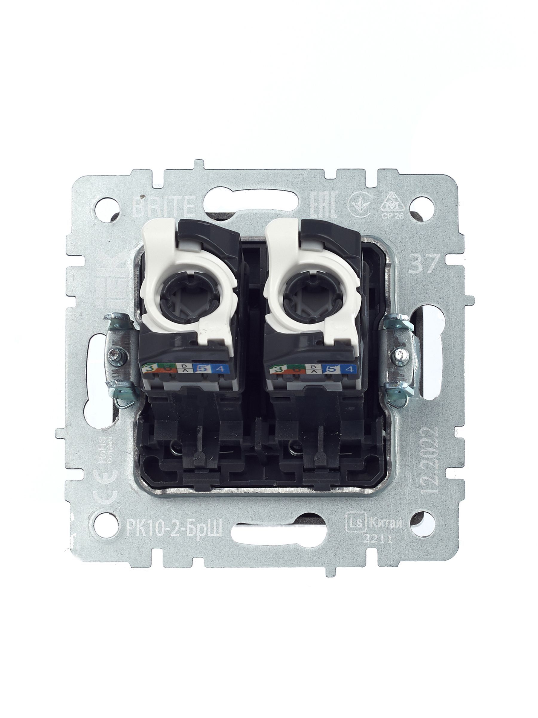 BRITE Розетка компьютерная двойная RJ45 кат.5E РК10-2-БрШ шампань IEK - Фото 3
