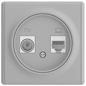 Розетка двойная антенна/компьютер TV/RJ45 кат.5e, цвет серый Florence
