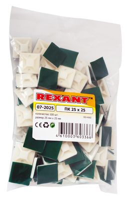 Площадка самоклеящаяся 25х25 мм, белая (100 шт/уп) REXANT - Фото 2