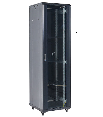 Напольный шкаф 19" 42U 800×800×2054 (ШxГxВ), дверь стекло, металлическая задняя дверь, боковые съемные стенки, RAL 9005 REXANT 04-4288-212