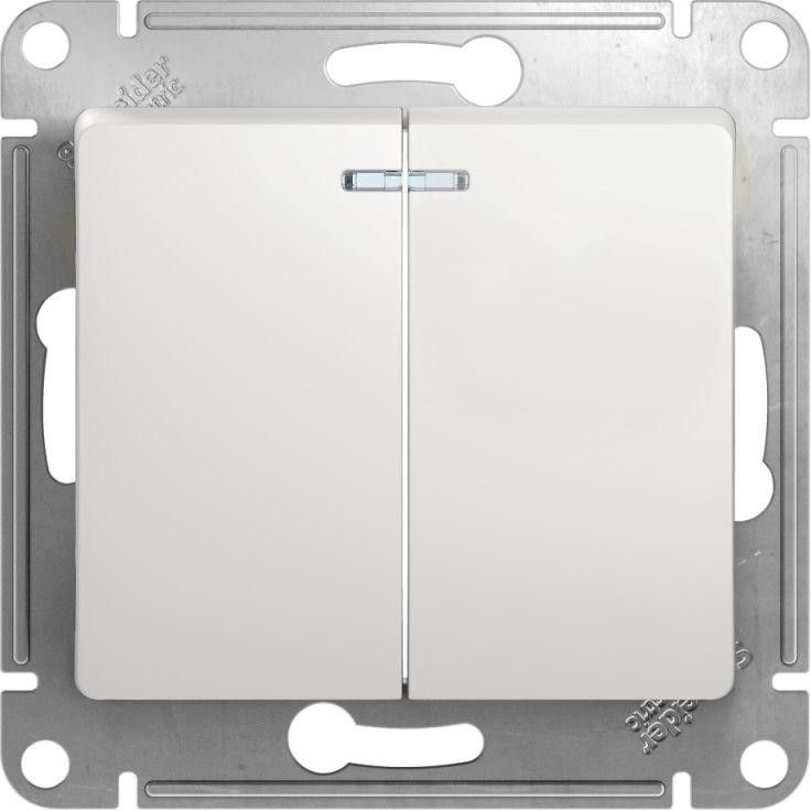 Выключатель 2-кл. СП Glossa 10А IP20 (сх. 5а) 10AX с подсветкой механизм бел. SE GSL000153