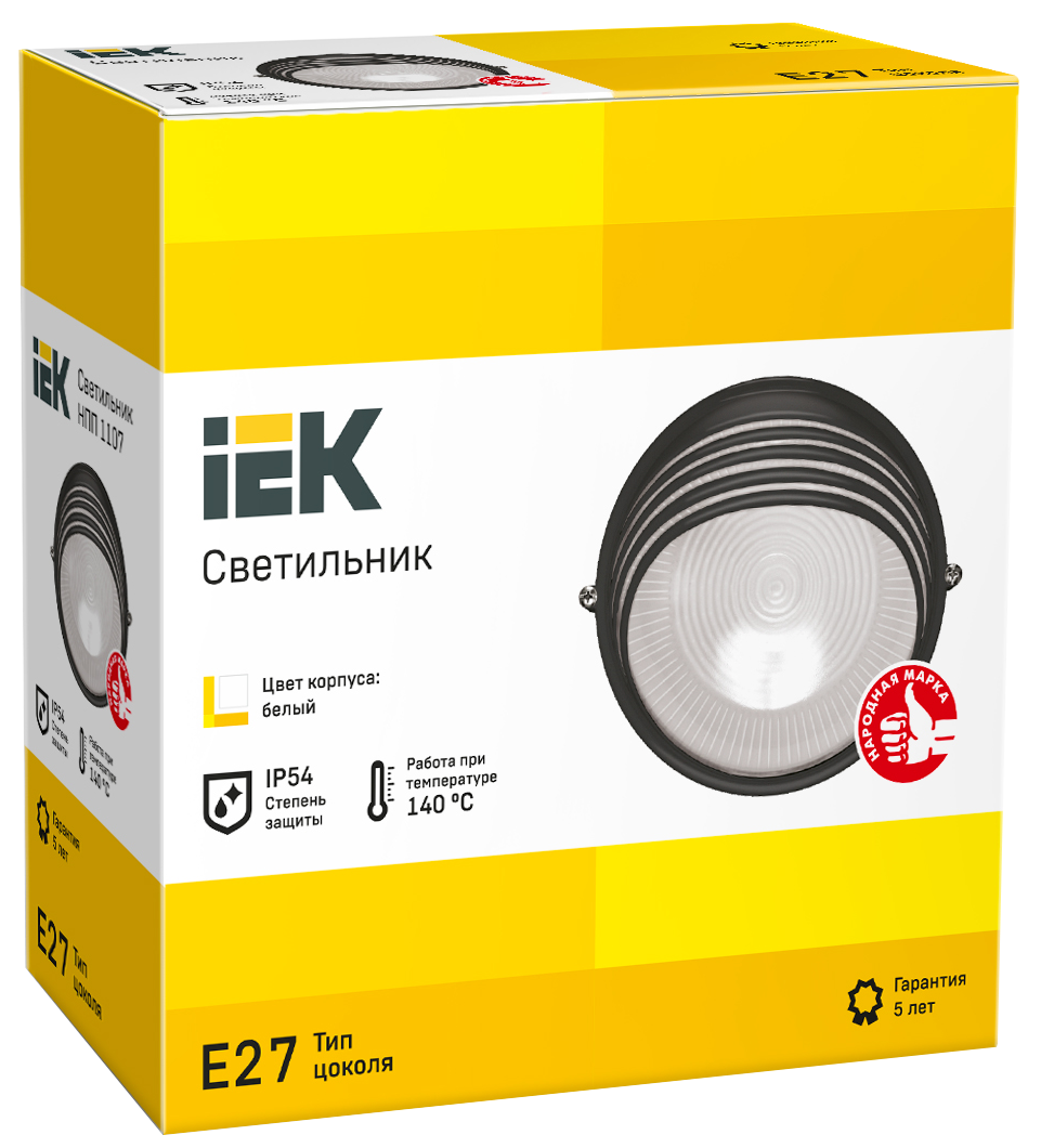 Светильник НПП1107 круг ресничка 100Вт IP54 белый IEK - Фото 2