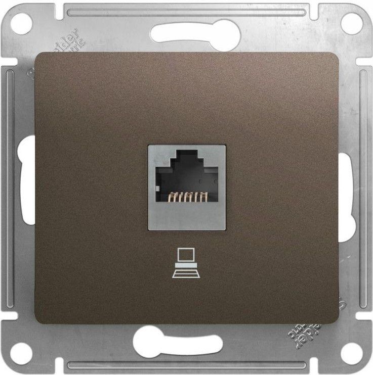 Розетка компьютерная 1-м Glossa RJ45 кат.5E механизм шоколад SE GSL000881K