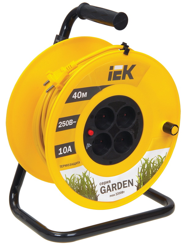 Катушка УК40 4 места без заземления с термозащитой 2х1,0мм2 "Garden" 40м IEK