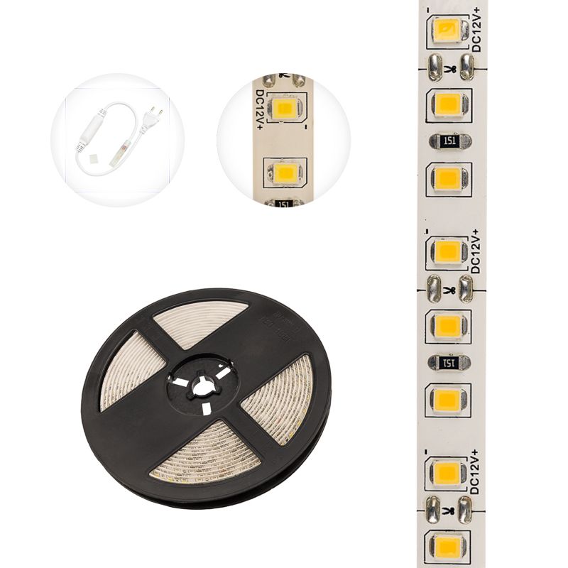 Лента светодиодная 12В, SMD2835, 9,6Вт/м, 120 LED/м, 3000K, 8мм, 5м, IP65 LAMPER - Фото 3