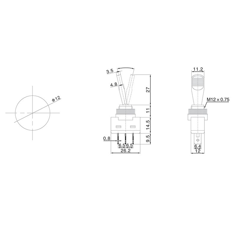 Тумблер 12V 20А (3c) ON-OFF однополюсный с красной подсветкой (ASW-13D) REXANT - Фото 2