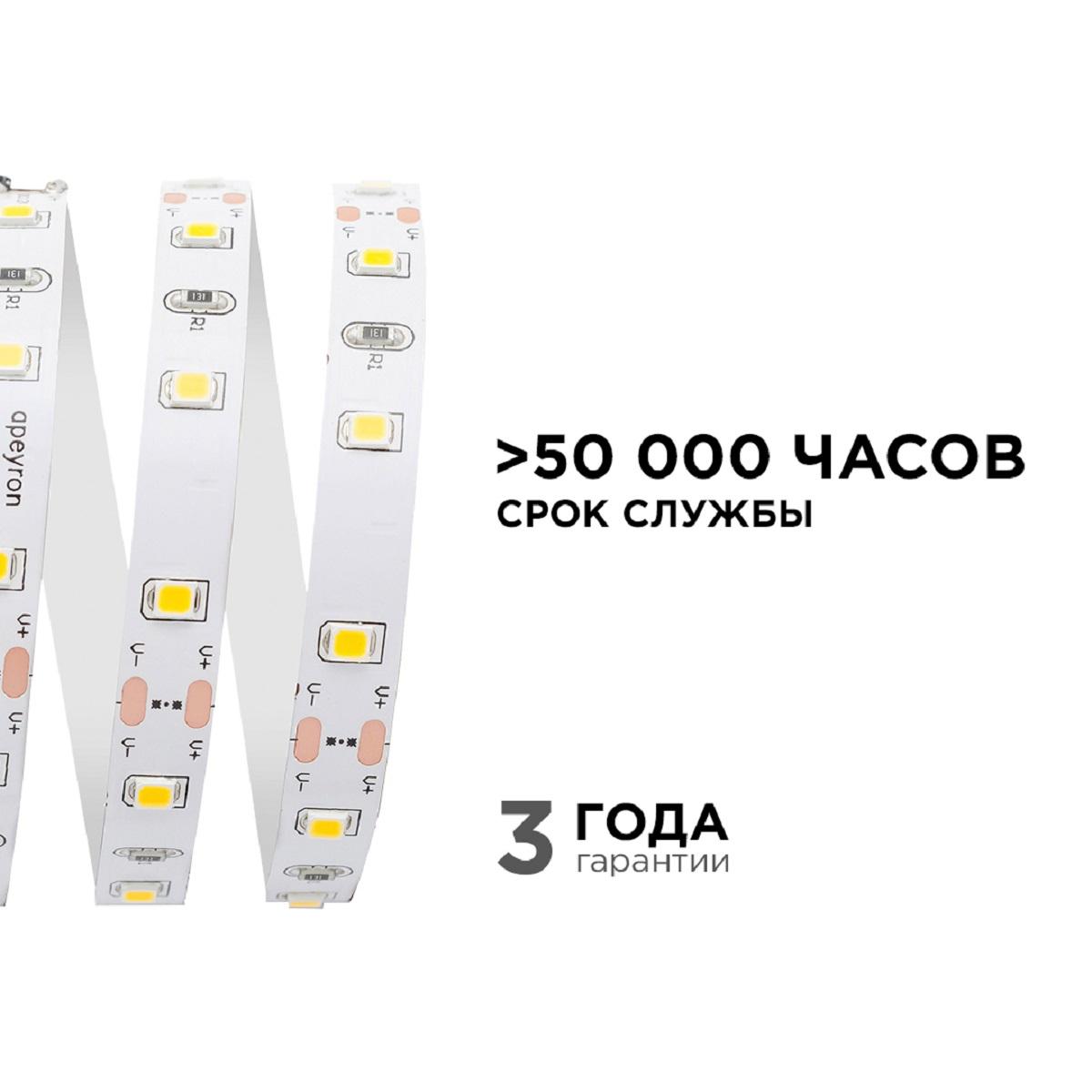 Лента светодиодная СТ smd3528 60д/м 12В 3000К IP20 5м Apeyron - Фото 7