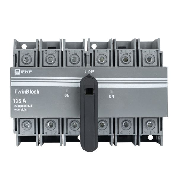 Рубильник 125A 3P реверсивный c рукояткой для прямой установки TwinBlock EKF - Фото 2