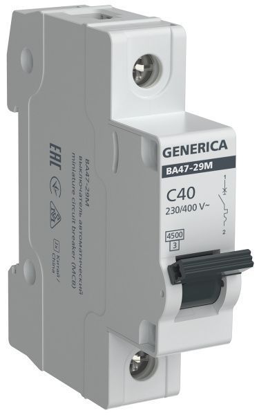 Автоматический выключатель ВА47-29М 1P 40А 4,5кА C GENERICA