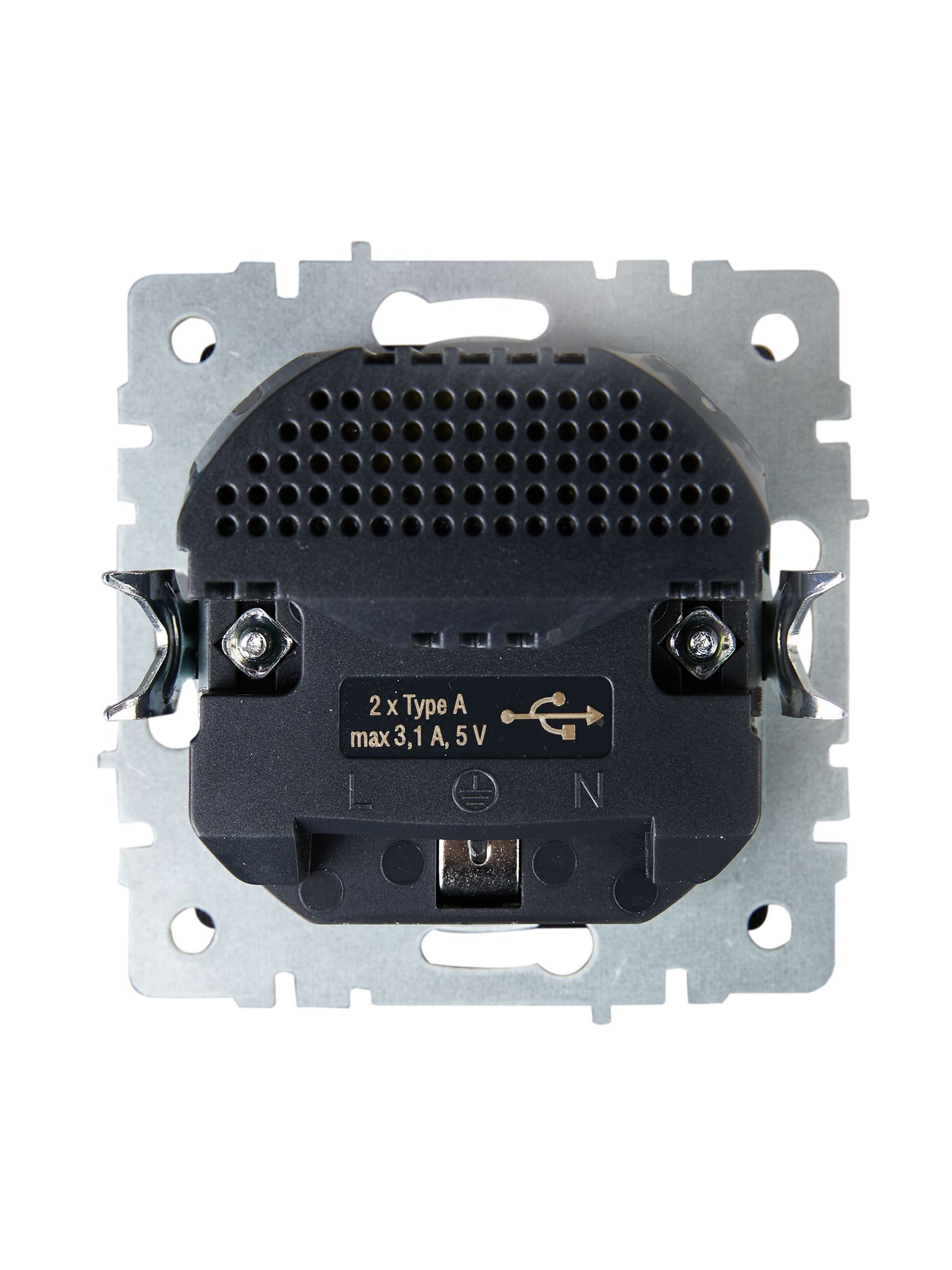 BRITE Розетка 1-местная с заземлением с защитными шторками 16А с USB A+A 5В 3,1А РЮш10-2-БрМ маренго IEK - Фото 3