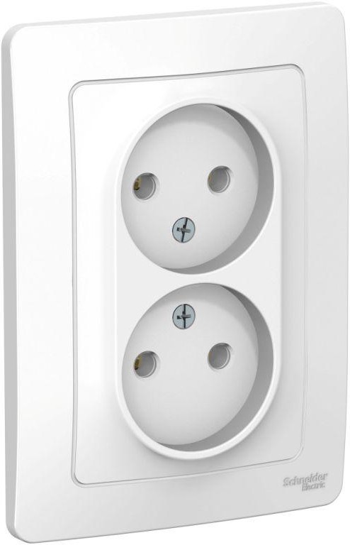 Розетка 2-м СП Blanca 16А IP20 250В без заземл. без защ. шторок бел. SE BLNRS000021