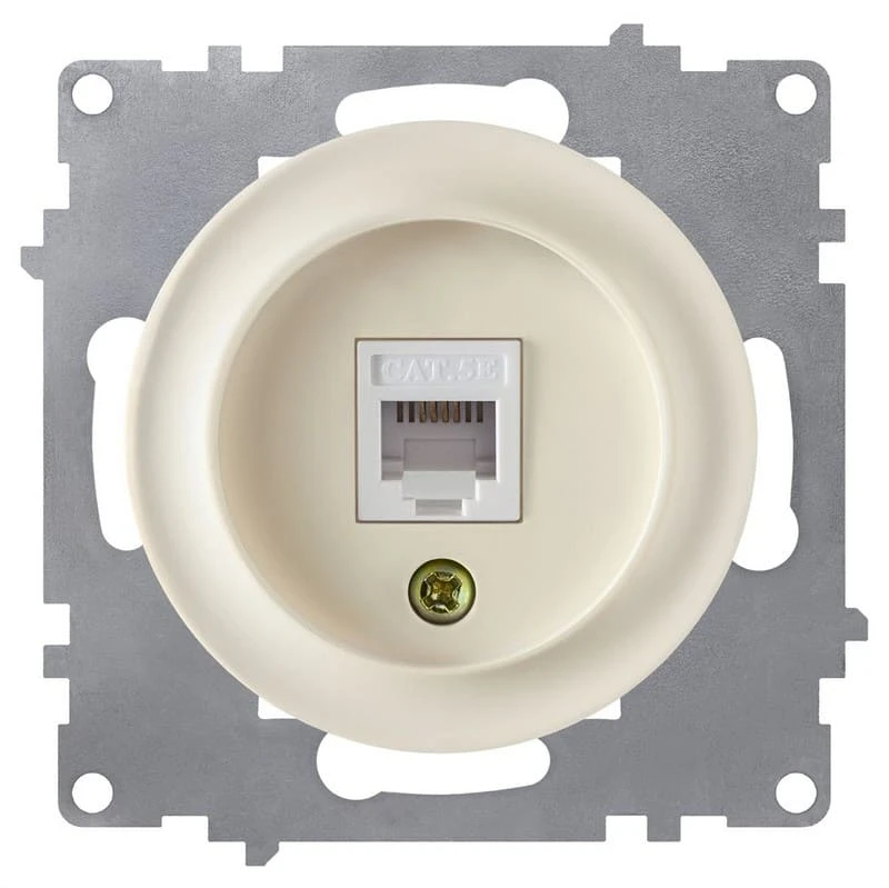 Розетка компьютерная 1xRJ45 кат.5e, цвет бежевый Florence