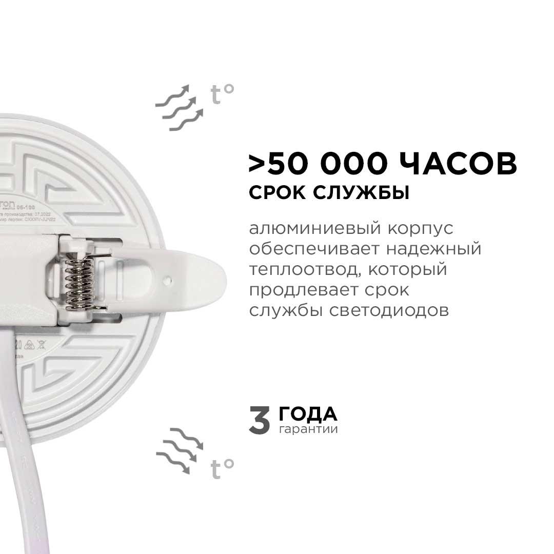 Панель светодиодная встраиваемая безрамочная FLP, 9Вт (6Вт+3Вт), 230В/50Гц, 770лм, 2700К, IP20, ø90х - Фото 3