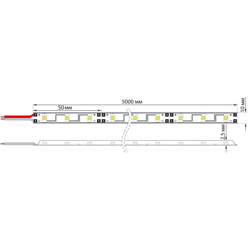 Лента светодиодная 12В, SMD2835, 4,8Вт/м, 60 LED/м, 6500K, 8мм, 5м, IP20 LAMPER - Фото 4