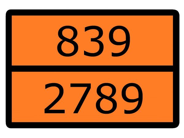 Знак наклейка "Номер ООН 839/2789" (300x400) EKF