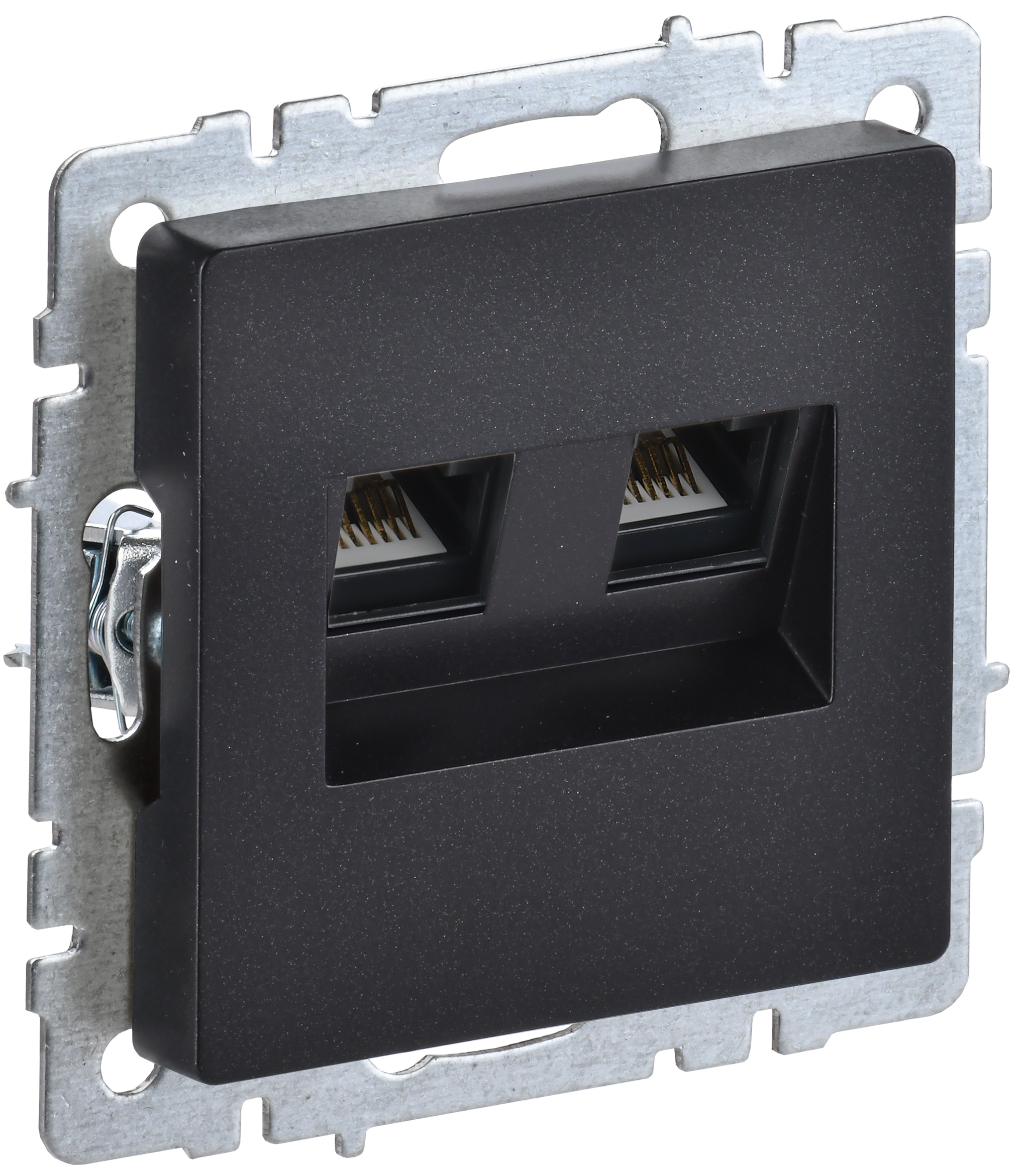 BRITE Розетка компьютерная двойная RJ45 кат.5E РК10-2-БрЧ черный IEK