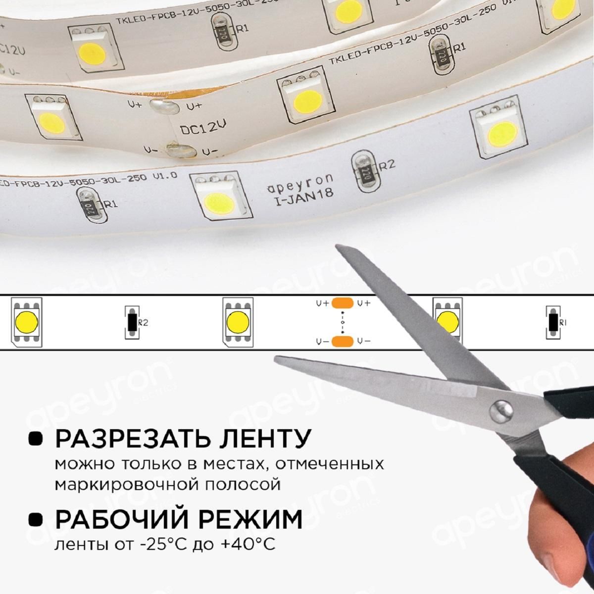 Комплект светодиодной ленты с аксессуарами smd5050 30д/м 12В 6500K IP20 5м Apeyron - Фото 4