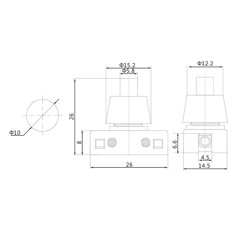 Выключатель-кнопка 250V 2А (2с) ON-OFF  белый  (PBS-17A) (для настольной лампы)  REXANT Индивидуальн - Фото 2