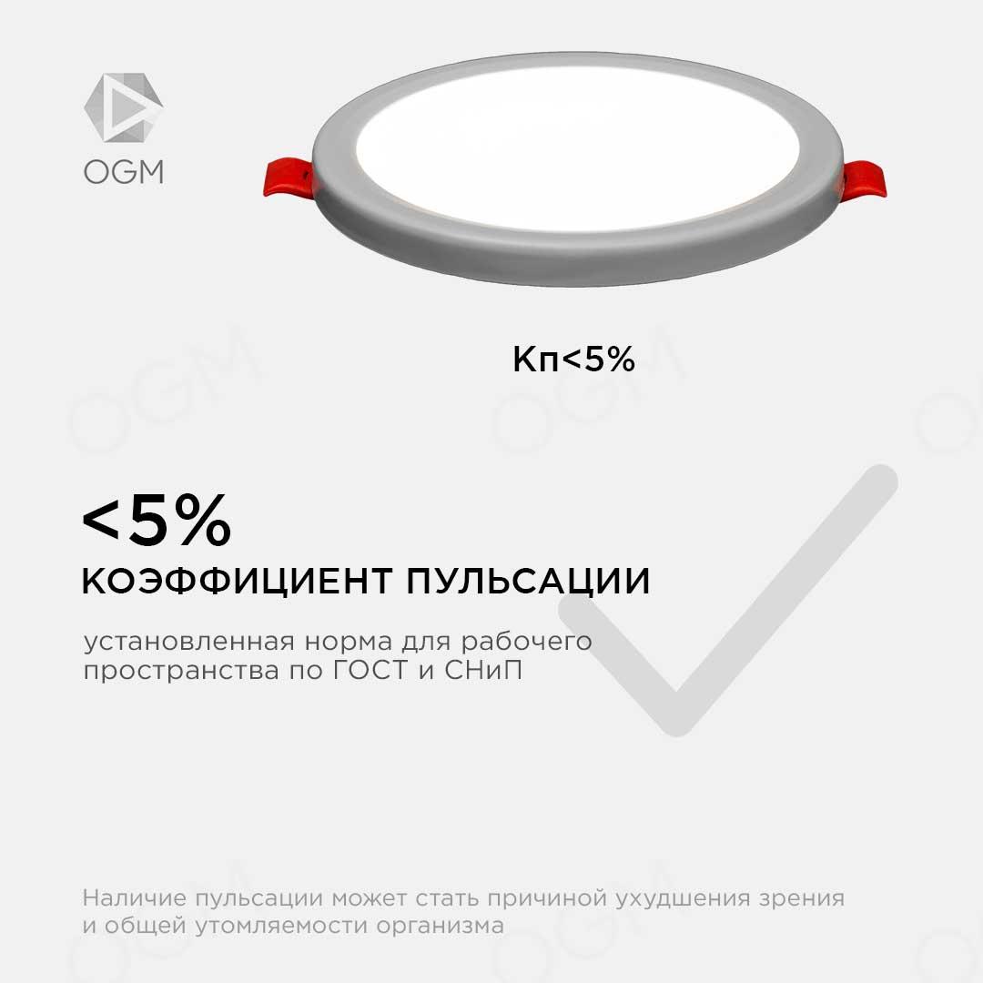 Панель светодиодная встраиваемая круглая 6Вт, 500Лм,  Ø100х20мм, 4500К, Apeyron - Фото 7