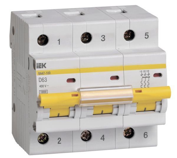 KARAT Автоматический выключатель ВА47-100 3P D 63А 10кА IEK