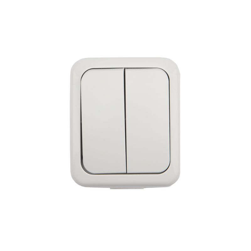 Выключатель двухклавишный Mini OG IP54 о/у, белый KRANZ - Фото 3