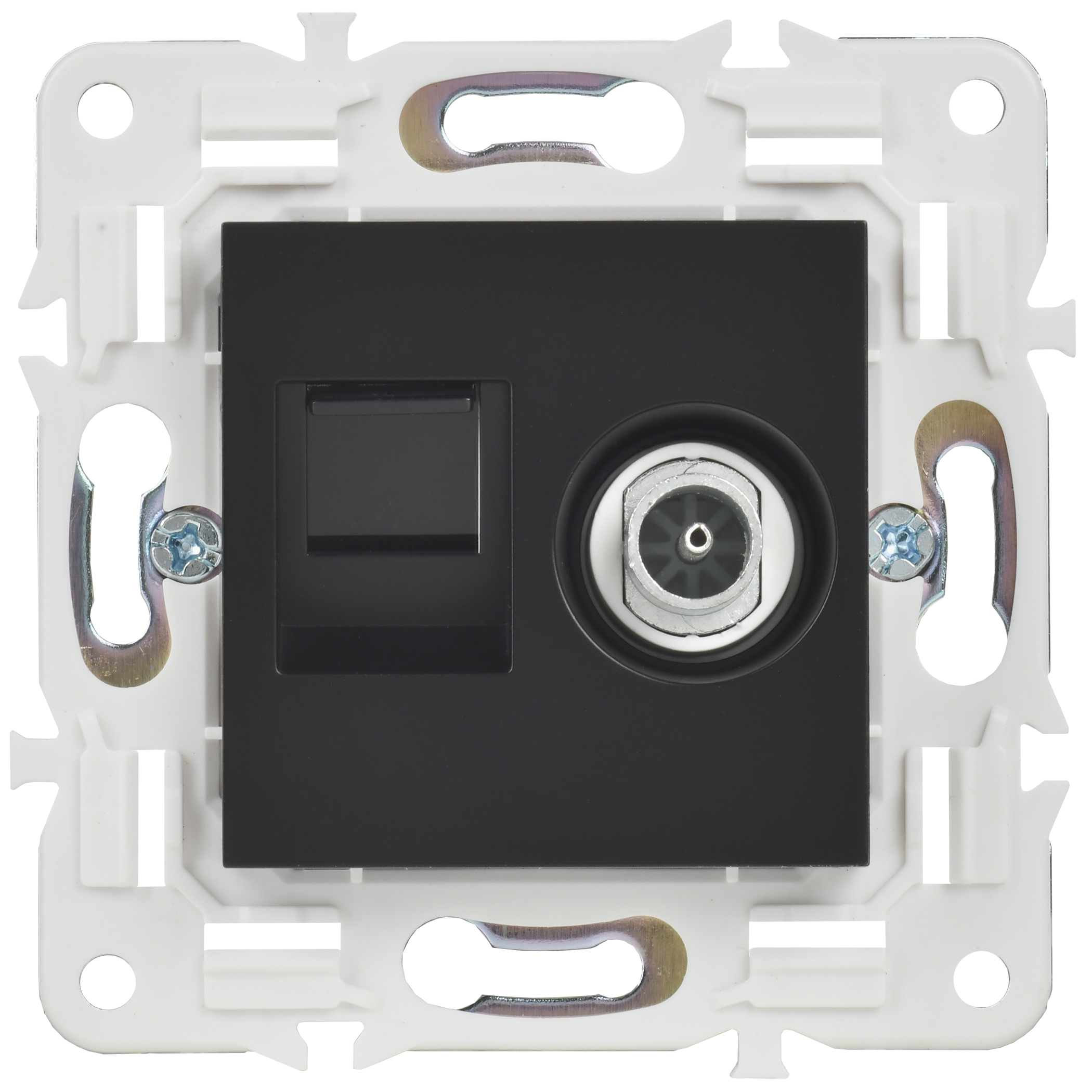 SKANDY Розетка двойная TV+RJ45 кат.5E SK-A14Bl черный IEK - Фото 3
