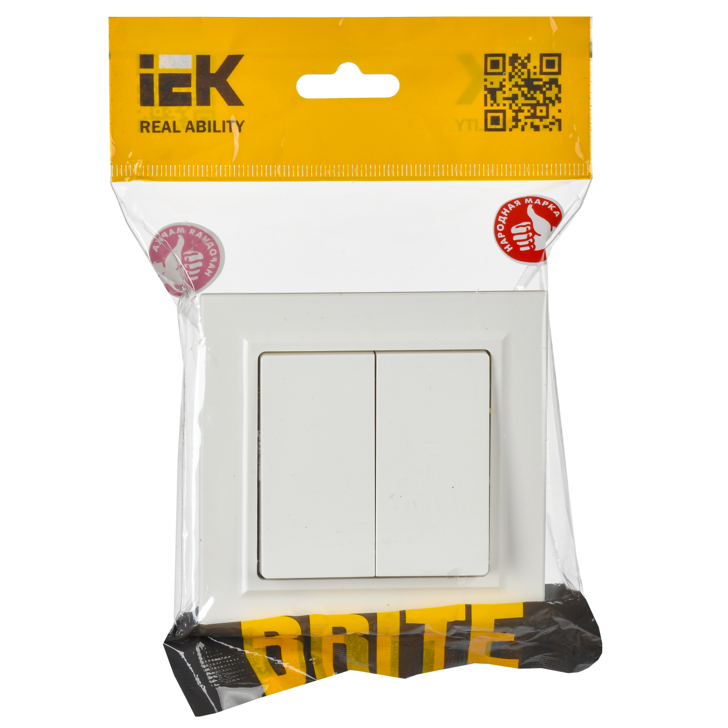 BRITE Выключатель 2-клавишный 10А в сборе ВСР10-2-0-БрБ белый IEK - Фото 4