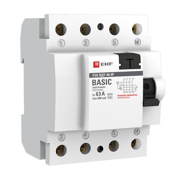 УЗО 4P 63А 300мА тип АС эл. Basic