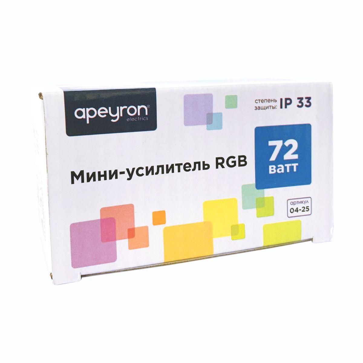 Мини-усилитель RGB, 12 В, 72 Вт, 2А/канал (6А общ.), б/пульта - Фото 5