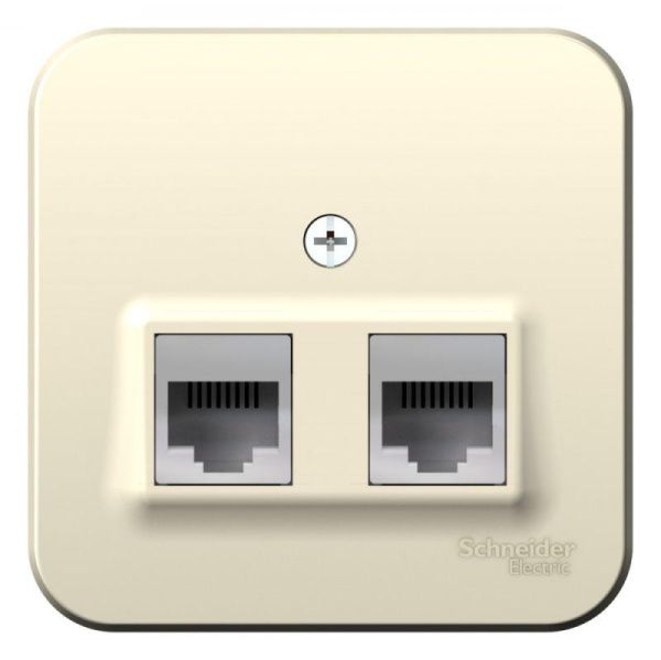 Розетка компьютерная + телефонная 2-м ОП Blanca RJ45 кат.5E + RJ11 с изолир. пластиной молочн. SE BLNIA045112