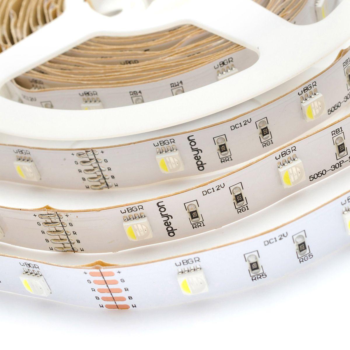 Лента светодиодная СТ smd5050 30д/м 12В IP20 5м RGBW Apeyron - Фото 7