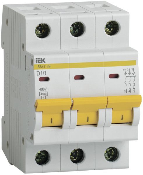 KARAT Автоматический выключатель ВА47-29 3P D 10А 4,5кА IEK