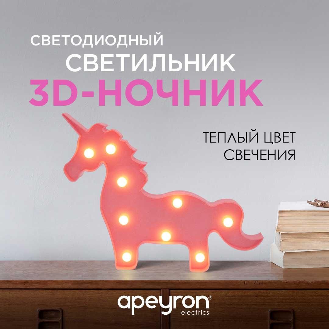 Ночник светодиодный "Единорог", 3 Вт, АБС-пластик, красный, 145 г., 300*240*30 мм, ТБ - Фото 10