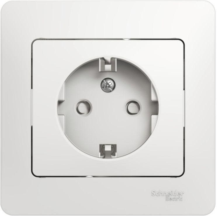 Розетка 1-м СП Glossa 16А IP20 с заземл. защ. шторки в сборе бел. SE GSL000144