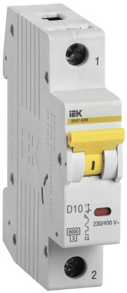 Выключатель автоматический ВА47-60 1Р 10А 6кА D IEK