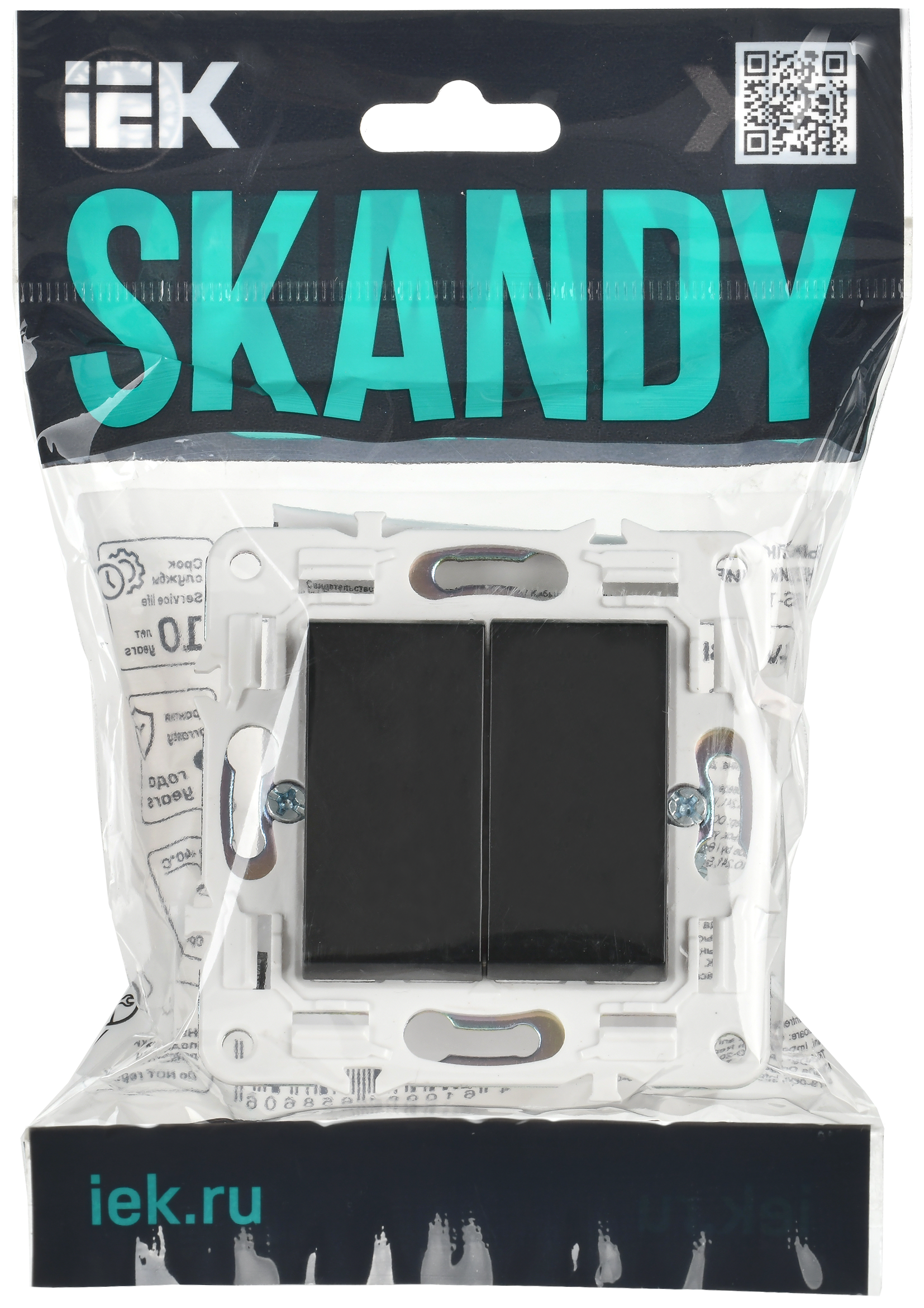 SKANDY Выключатель 2-клавишный проходной 10А SK-V05Bl черный IEK - Фото 2