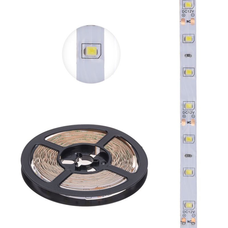 Лента светодиодная 12В, SMD2835, 4,8Вт/м, 60 LED/м, 6500К, 8мм, 5м, для БП с клеммами, IP20 LAMPER - Фото 3